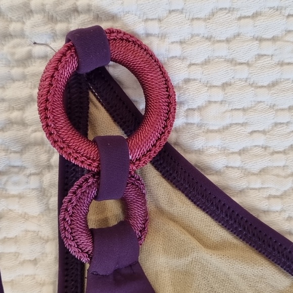 Victoria's Secret purple triangle bikini with ring accents size M - Picture 2 of 5